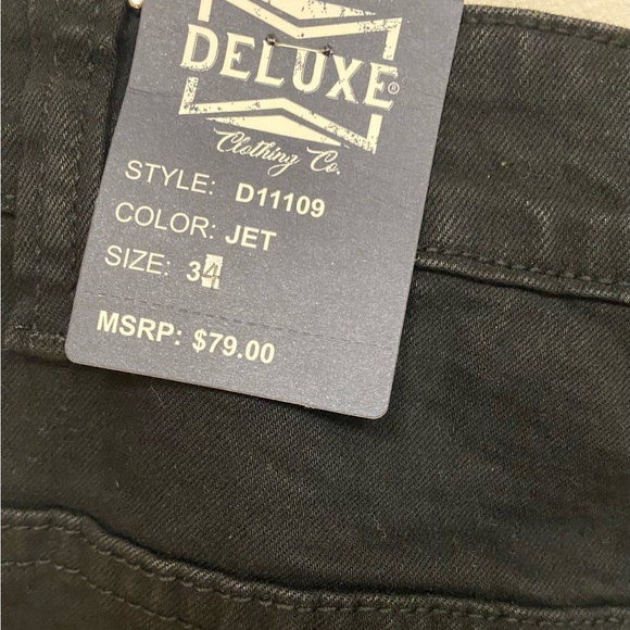 Deluxe Clothing Co Men’s Black Skinny Denim Jeans W/zippers Size 34/32 - Picture 5 of 5